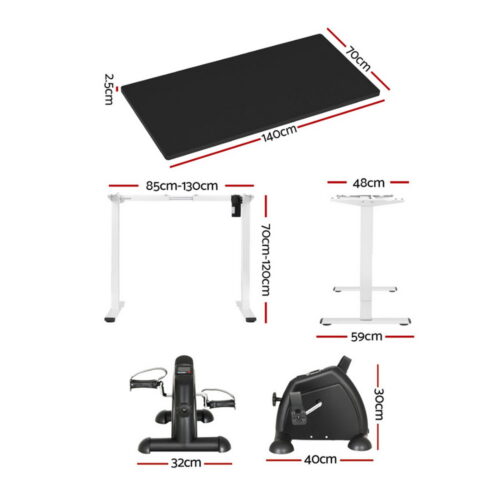 140cm Artiss Electric Standing Desk with Mini Pedal Exercise Bike Home Office - Image 2