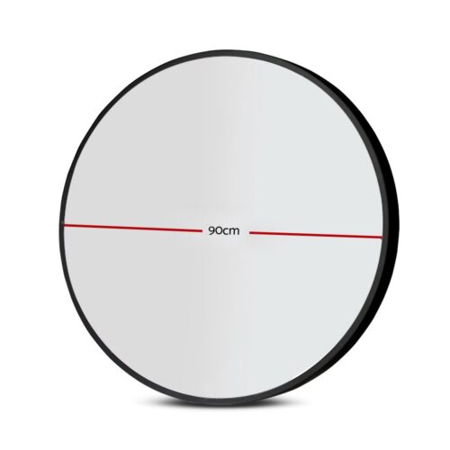 Embellir 2 Wall Mirror Makeup 90cm Home Decor Framed Mirrors Bathroom Round Black - Image 2