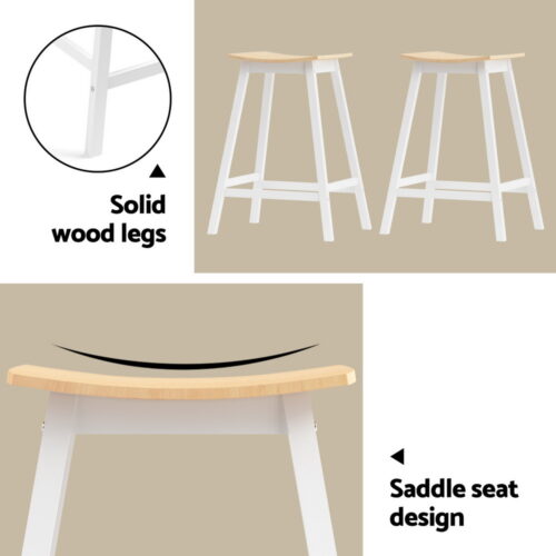 Artiss Bar Table and Stools Set Dining Desk Solid Wood Kitchen Chairs Cafe Pub - Image 6
