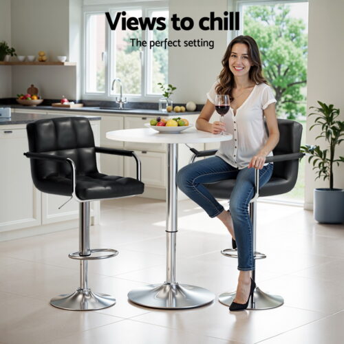 Artiss Bar Table and Stools Set Dining Desk Kitchen Chairs Cafe Pub - Image 4