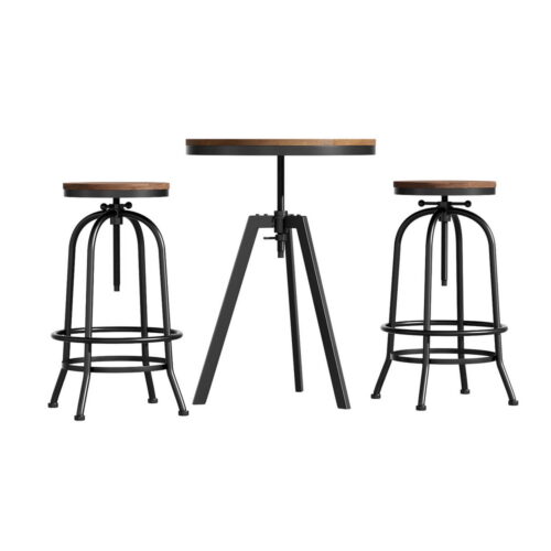 Artiss Bar Table Stools Set Dining Desk Industrial Kitchen Chairs Cafe Pub - Image 3