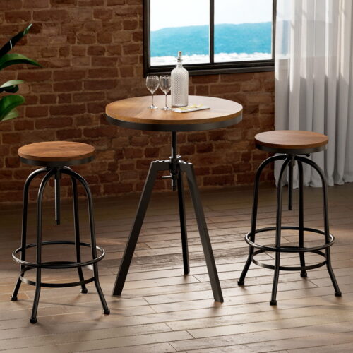 Artiss Bar Table Stools Set Dining Desk Industrial Kitchen Chairs Cafe Pub - Image 7