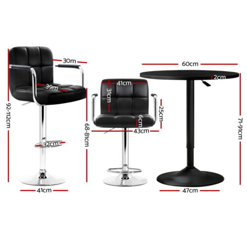 Artiss Bar Table and Stools Set Dining Desk Kitchen Chairs Cafe Pub - Image 2