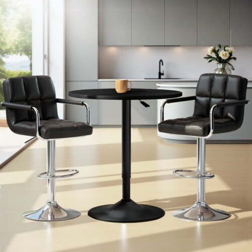 Artiss Bar Table and Stools Set Dining Desk Kitchen Chairs Cafe Pub - Image 7