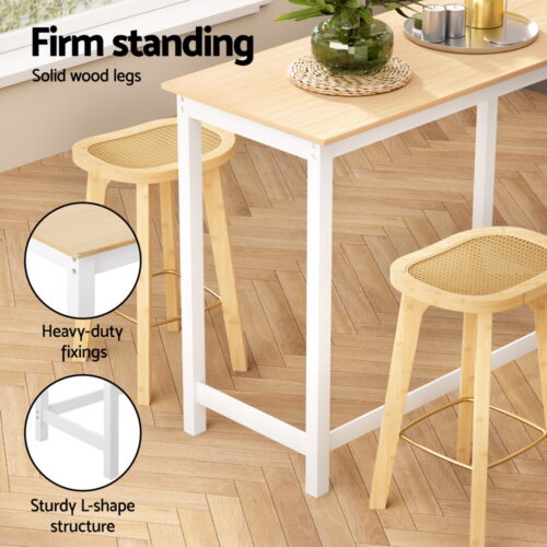 Artiss Bar Table and Stools Set Dining Desk Kitchen Chairs Cafe Pub - Image 5