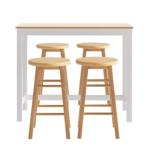 Artiss Bar Table and Stools Set Dining Desk Kitchen Chairs Cafe Pub - Image 3