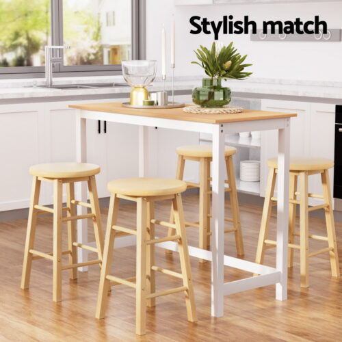 Artiss Bar Table and Stools Set Dining Desk Kitchen Chairs Cafe Pub - Image 4