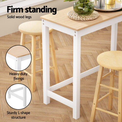 Artiss Bar Table and Stools Set Dining Desk Kitchen Chairs Cafe Pub - Image 5