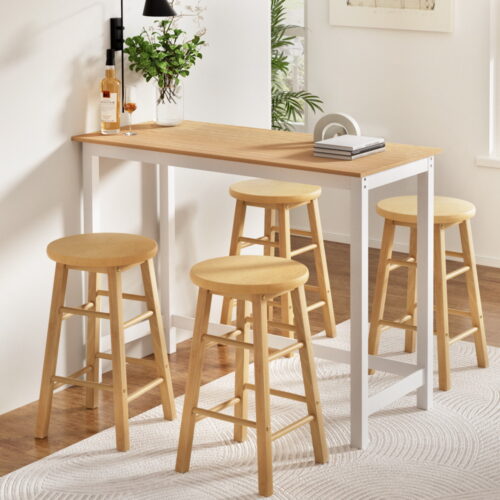 Artiss Bar Table and Stools Set Dining Desk Kitchen Chairs Cafe Pub - Image 7
