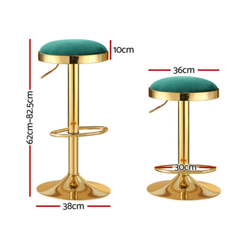 4x Artiss Bar Stools Kitchen Dining Chairs Velvet Padded Stool Green - Image 2
