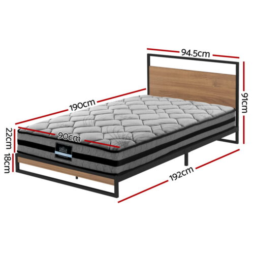 Artiss  Metal Bed Frame Single Size Beds Platform with Mattress - Image 2