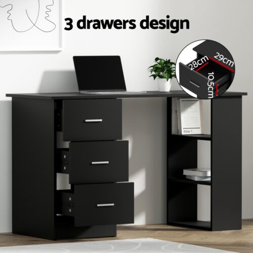 Artiss Computer Desk 120cm Executive Office Chair Set PU Leather High Back Black - Image 4