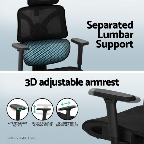 Artiss Computer Desk L-Shape Study Desks Ergonomic Office Chair Mesh Chairs - Image 6