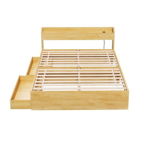 Artiss Bed Frame Double Size with Charging Ports and 2 Drawers AURA - Image 3