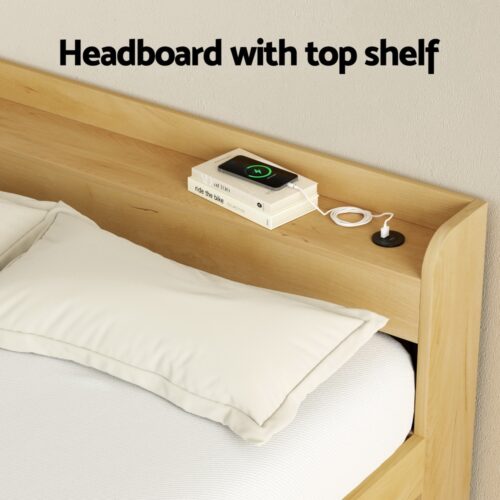 Artiss Bed Frame Double Size with Charging Ports and 2 Drawers AURA - Image 4