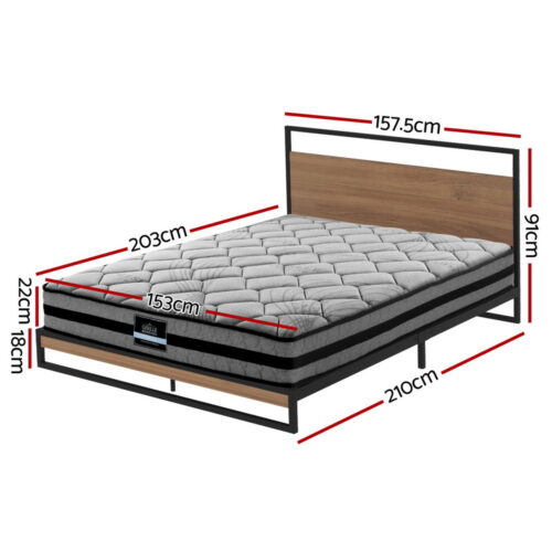 Artiss Bed Frame Queen Size Metal Frame DANE with Mattress - Image 2