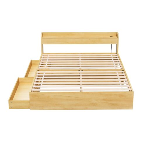 Artiss Bed Frame Queen Size with Charging Ports and 2 Drawers AURA - Image 3