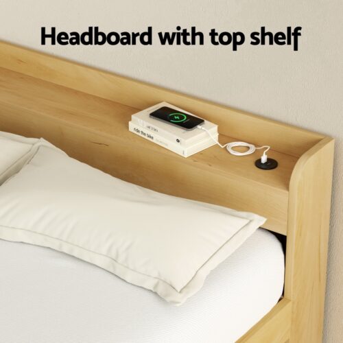 Artiss Bed Frame Queen Size with Charging Ports and 2 Drawers AURA - Image 4