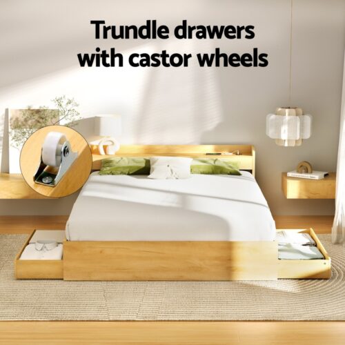 Artiss Bed Frame Queen Size with Charging Ports and 2 Drawers AURA - Image 5