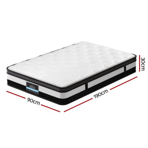 Giselle Bedding 30cm Mattress Single Size Pocket Spring Euro Top Medium Firm - Image 2