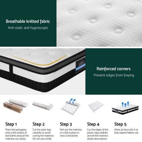 Giselle Bedding 30cm Mattress Single Size Pocket Spring Euro Top Medium Firm - Image 6