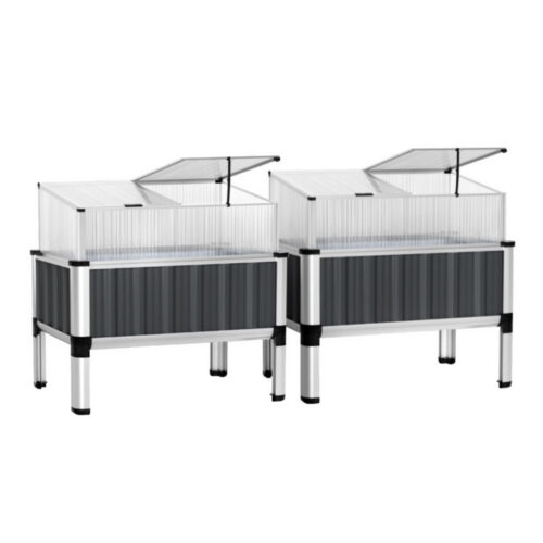 2x Green Fingers Raised Garden Bed 80x49x74cm Greenhouse Planter Box Galvanised