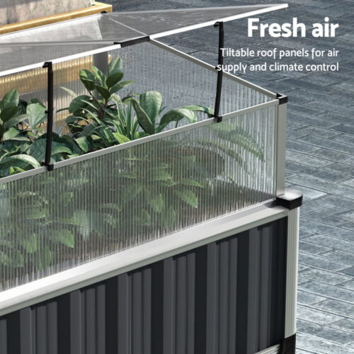 2x Green Fingers Raised Garden Bed 80x49x74cm Greenhouse Planter Box Galvanised - Image 5