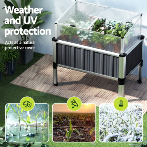2x Green Fingers Raised Garden Bed 80x49x74cm Greenhouse Planter Box Galvanised - Image 6
