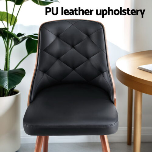 Artiss 4x Dining Chairs Cafe Kitchen Lounge Chair Wooden PU Leather Upholstered - Image 5