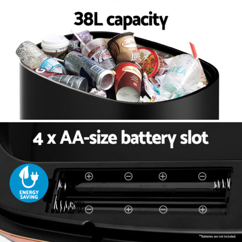 Devanti 38L Motion Sensor Bin Rubbish Automatic Black - Image 6