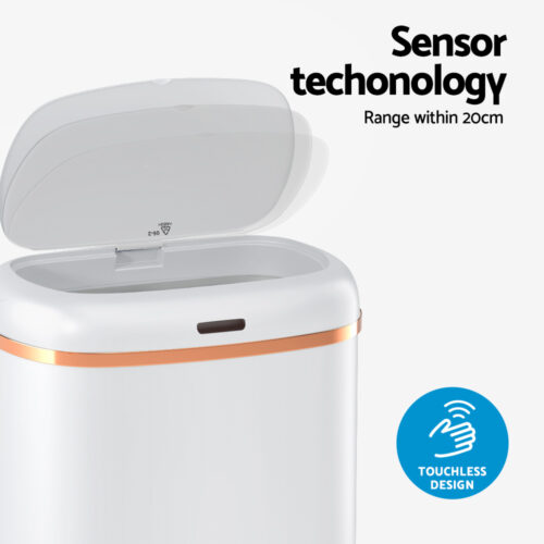 Devanti 38L Motion Sensor Bin Rubbish Automatic White - Image 4