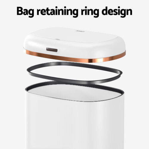 Devanti 38L Motion Sensor Bin Rubbish Automatic White - Image 5