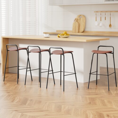 4x Artiss Bar Stools Kitchen Counter Dining Chairs Retro Set Metal Brown