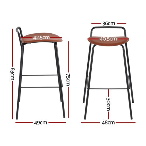 4x Artiss Bar Stools Kitchen Counter Dining Chairs Retro Set Metal Brown - Image 3