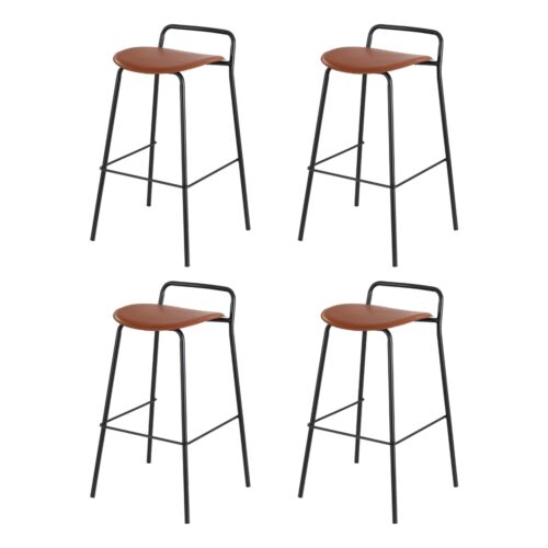 4x Artiss Bar Stools Kitchen Counter Dining Chairs Retro Set Metal Brown - Image 4