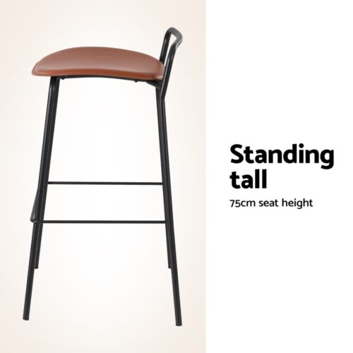 4x Artiss Bar Stools Kitchen Counter Dining Chairs Retro Set Metal Brown - Image 6