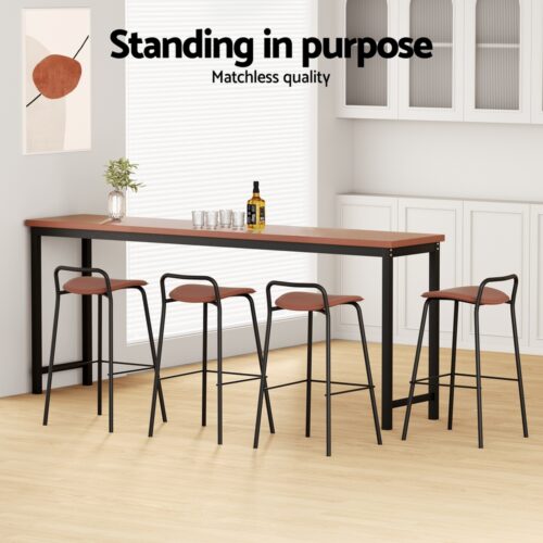 4x Artiss Bar Stools Kitchen Counter Dining Chairs Retro Set Metal Brown - Image 7