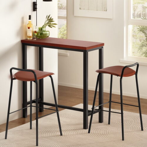 Artiss Bar Table and Stools Set Dining Desk Kitchen Chairs Cafe Pub - Image 9