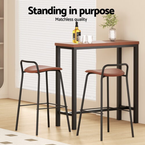 Artiss Bar Table and Stools Set Dining Desk Kitchen Chairs Cafe Pub - Image 6
