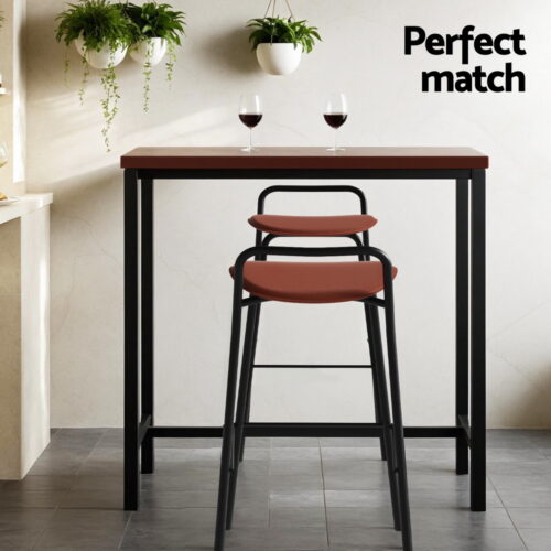 Artiss Bar Table and Stools Set Dining Desk Kitchen Chairs Cafe Pub - Image 7