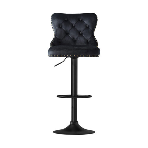 Artiss 4x Velvet Bar Stool Adjustable Height Nailhead Trim Kitchen Counter Stool - Image 3
