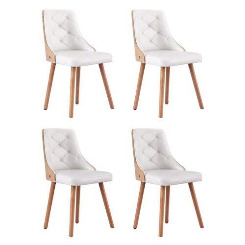 Artiss 4x Dining Chairs Cafe Kitchen Lounge Chair Wooden PU Leather Upholstered