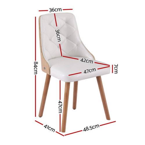 Artiss 4x Dining Chairs Cafe Kitchen Lounge Chair Wooden PU Leather Upholstered - Image 2