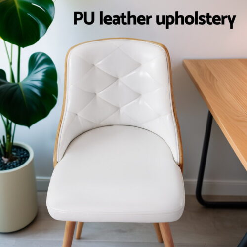 Artiss 4x Dining Chairs Cafe Kitchen Lounge Chair Wooden PU Leather Upholstered - Image 5