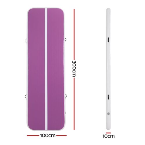Everfit 3M Air Track Gymnastics Tumbling Exercise Cheerleading Mat Inflatable Purple - Image 2