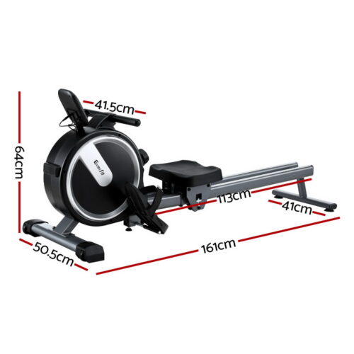 Everfit 16 Level Magnetic Rowing Machine for Home with App Connect Black - Image 2