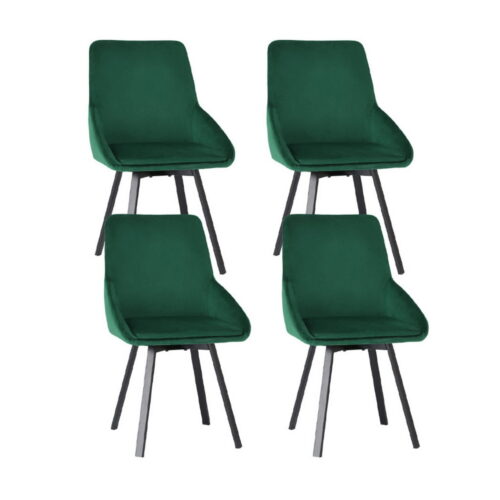 Artiss 4x Dining Chairs Cafe Kitchen Living Room Chair Velvet Swivel Base Green