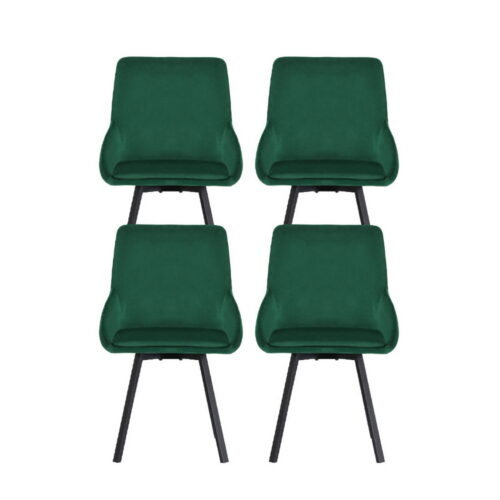 Artiss 4x Dining Chairs Cafe Kitchen Living Room Chair Velvet Swivel Base Green - Image 3