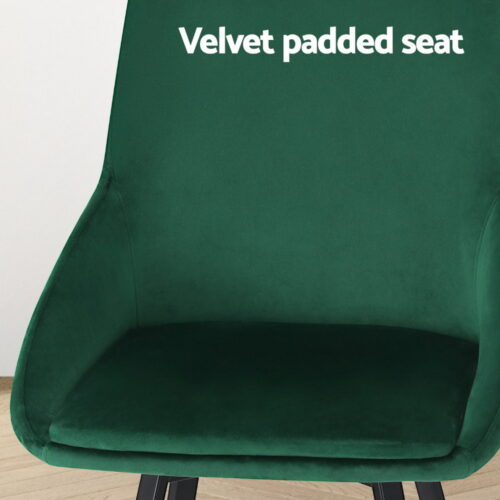 Artiss 4x Dining Chairs Cafe Kitchen Living Room Chair Velvet Swivel Base Green - Image 5