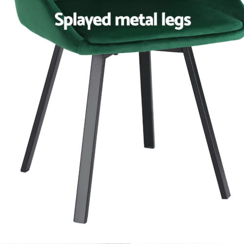 Artiss 4x Dining Chairs Cafe Kitchen Living Room Chair Velvet Swivel Base Green - Image 6